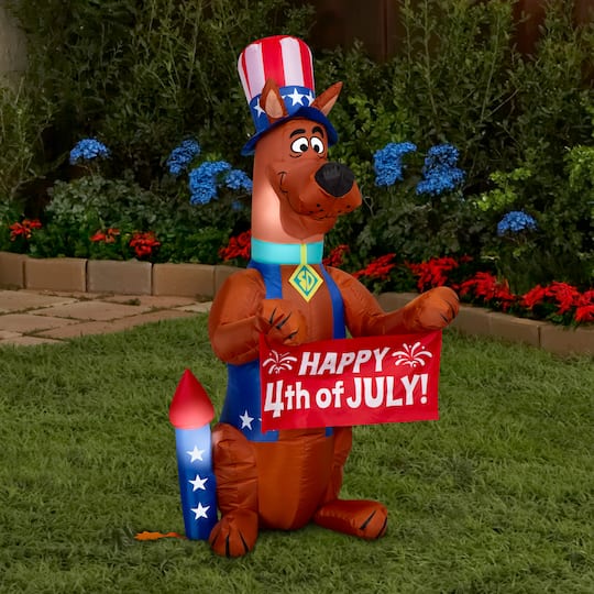 4ft. Airblown® Inflatable Patriotic Scooby Doo™ Independence Day Light Décor